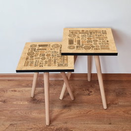 Hanah Home Mesa Nido 2 Piezas Beige y Marrón